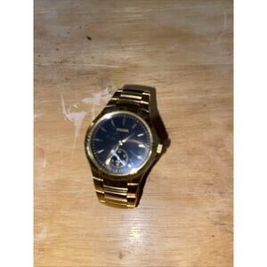 Pulsar men's watch Japan VD78-X003 Black Dial, Gold tone stainless 7.3" band